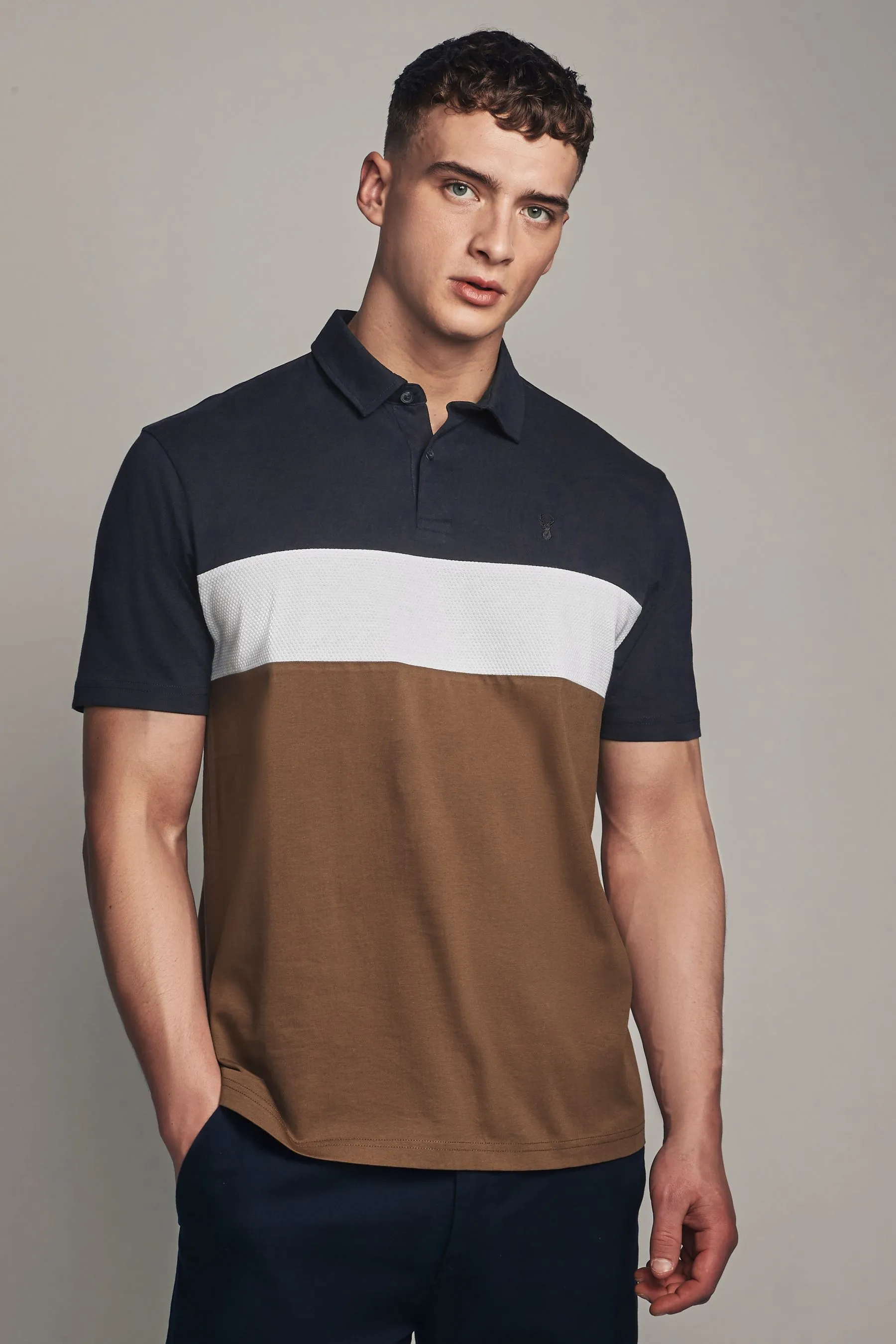 100% Cotone Maniche corte Polo Button Up Block    