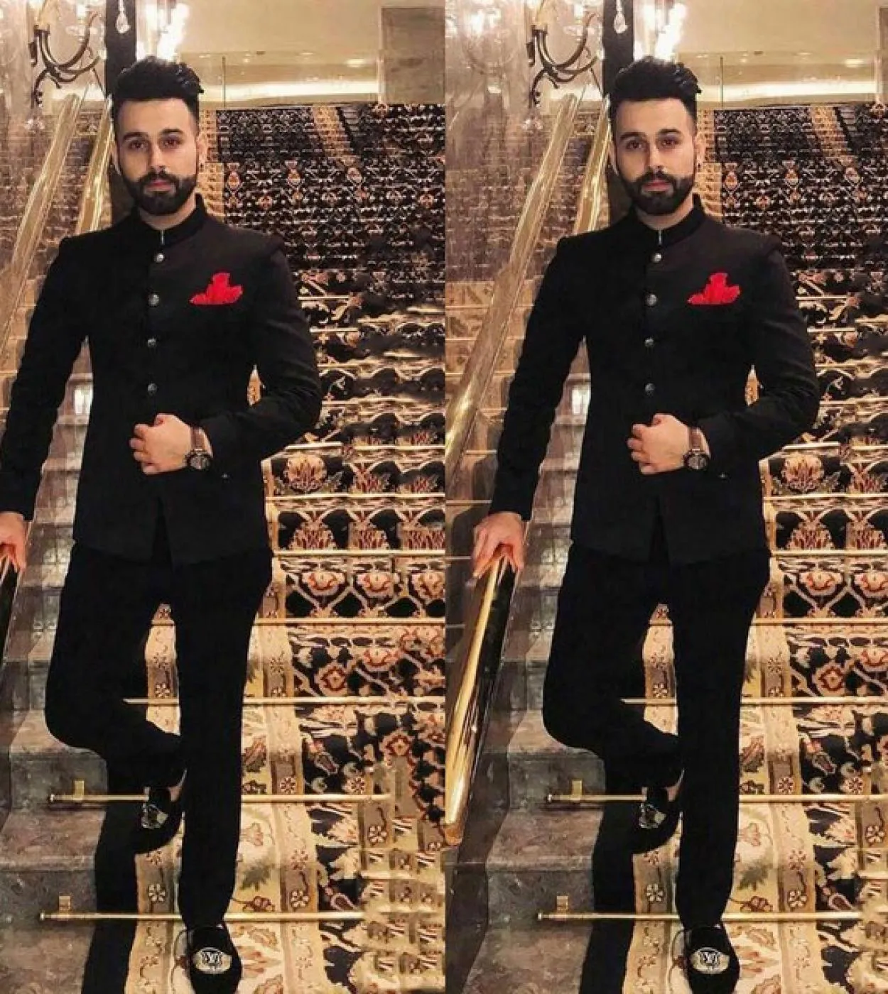 2022 Stand Collar Black African Men Suits Terno Slim Fit Custom Made Wedding Party Tuxedo For Men Formal Groom Suits Jac