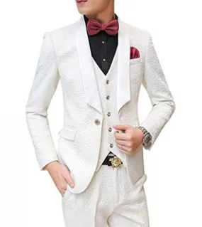 Abito da uomo nuovo abito da sposa casual set smoking da sposo scialle da festa bavero 3 pezzi giacca  gilet  pantaloni cost