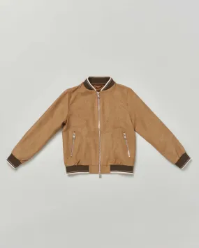 Bomber marrone in similpelle scamosciata traforata M-2XL