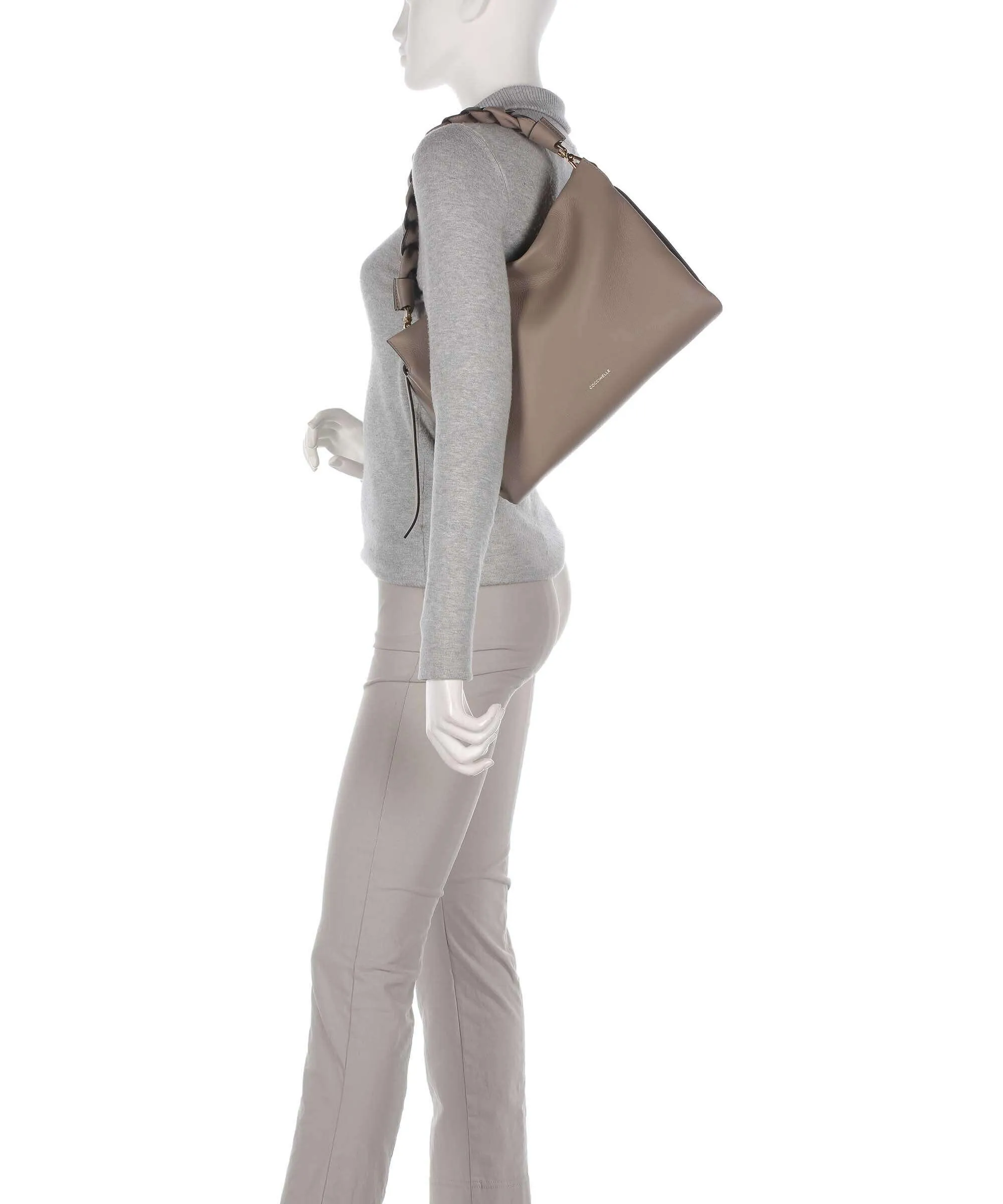  Coccinelle Boheme Grana Double Borsa a mano pelle granulata taupe  