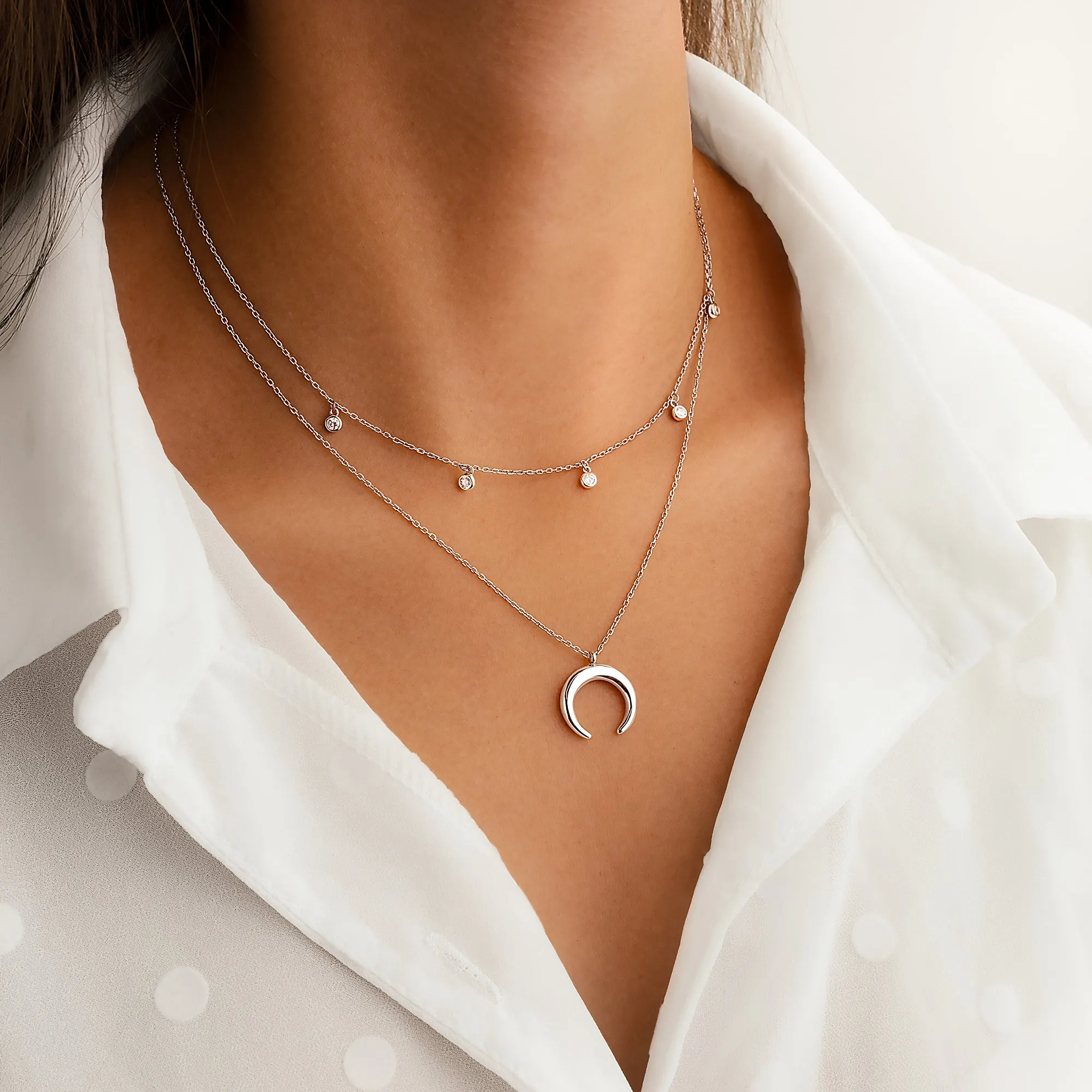 Collana Mezzaluna Zircone