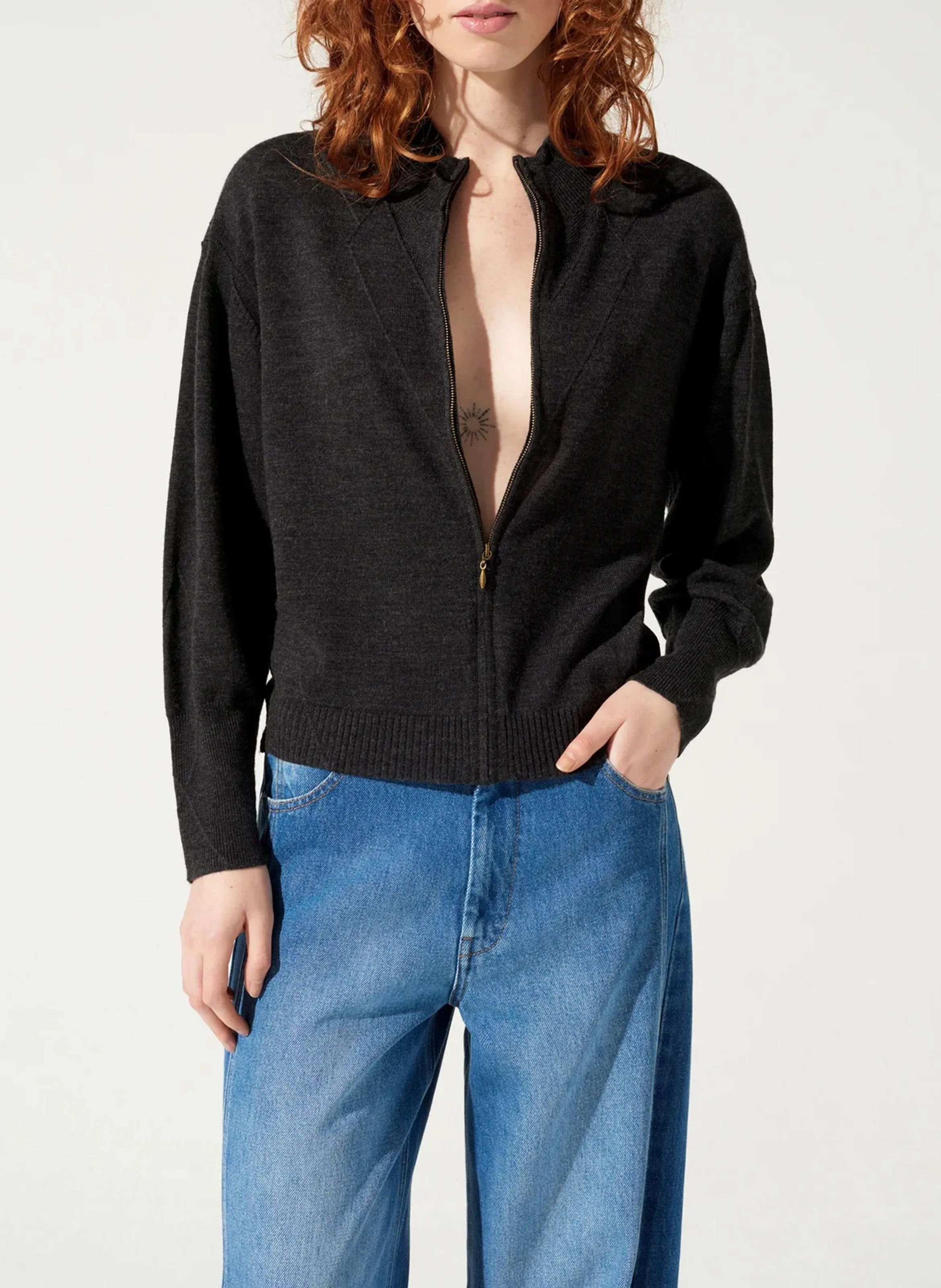  COTELAC   Gilet oversize con collo alto in lana | Nero