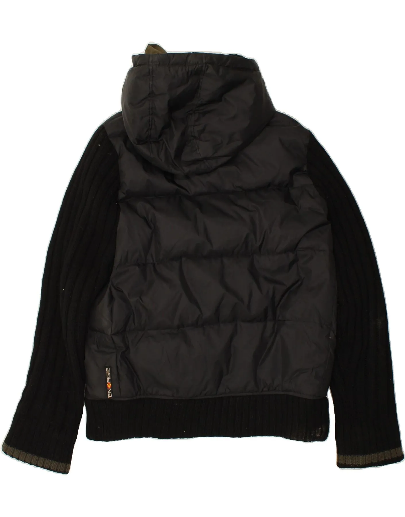 ENERGIE Mens Hooded Padded Jacket UK 42 XL Black Polyamide