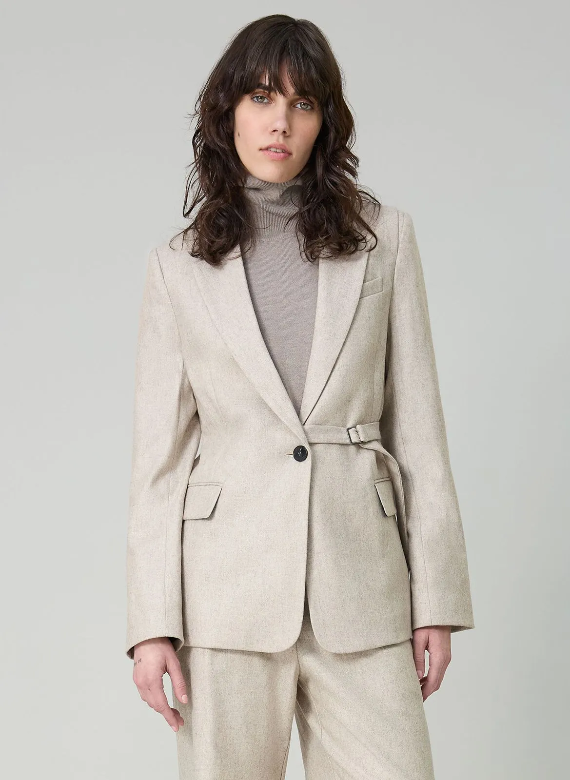  IKKS   Giacca tailleur dritta in misto lana | Beige