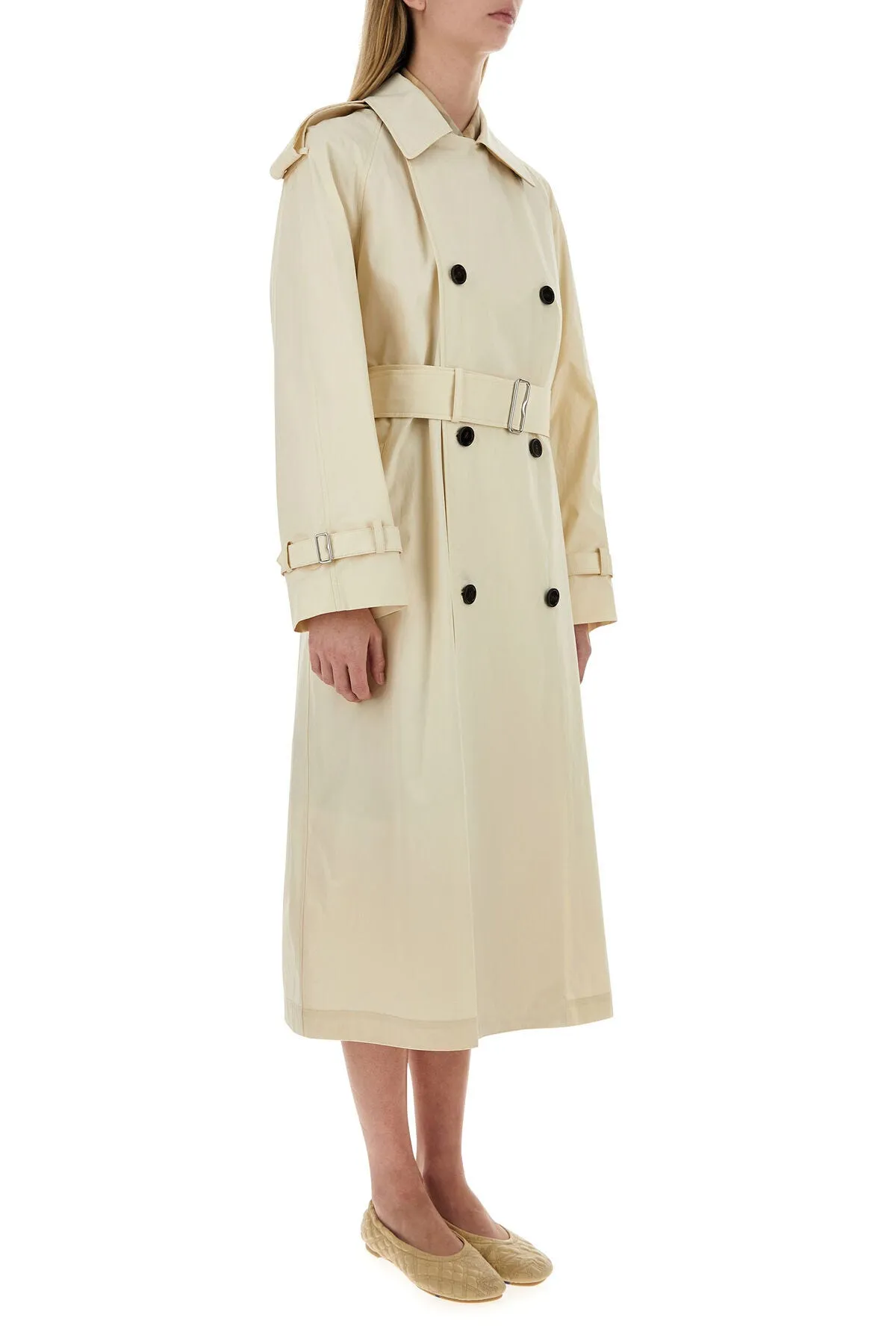 Ivory gabardine trench coat    
