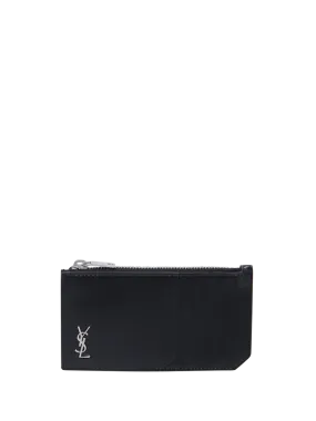 MEN SAINT LAURENT BLACK CALF SKIN CREDIT CARD CASE
