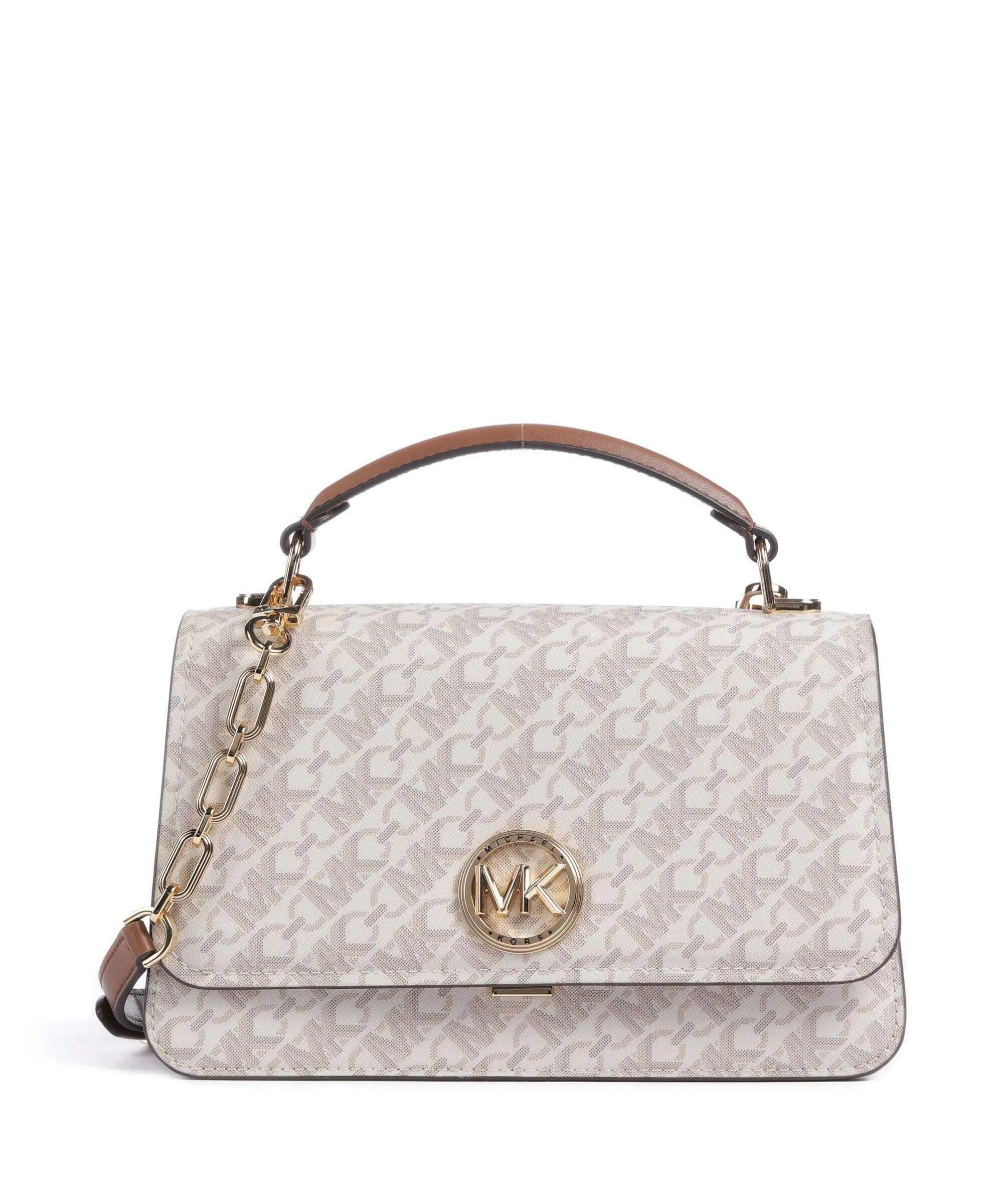  Michael Kors Delancey Borsa a mano tela avorio/marrone  