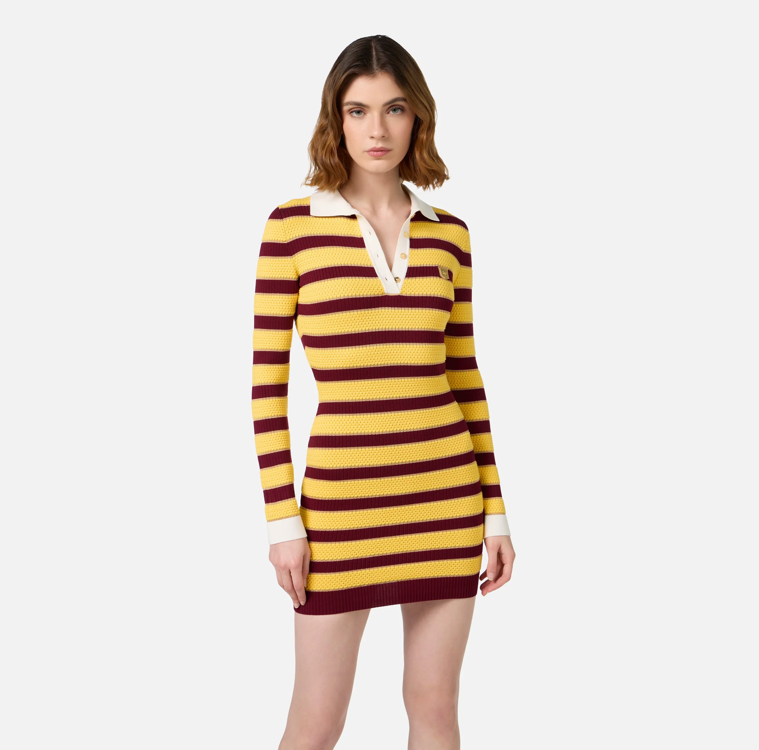 Miniabito a polo in viscosa lurex a righe
