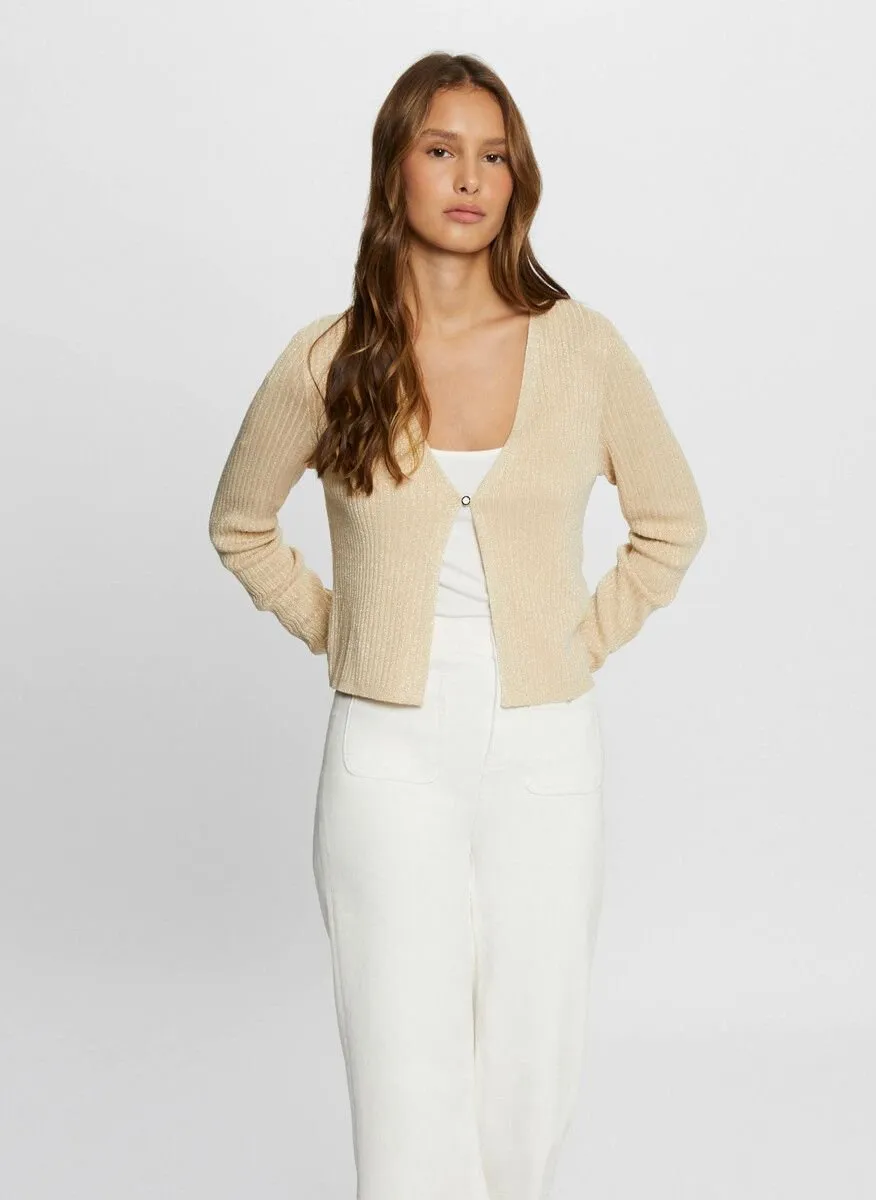  MORGAN   MIRZI - Gilet aderente a coste con scollo a V | Dorato