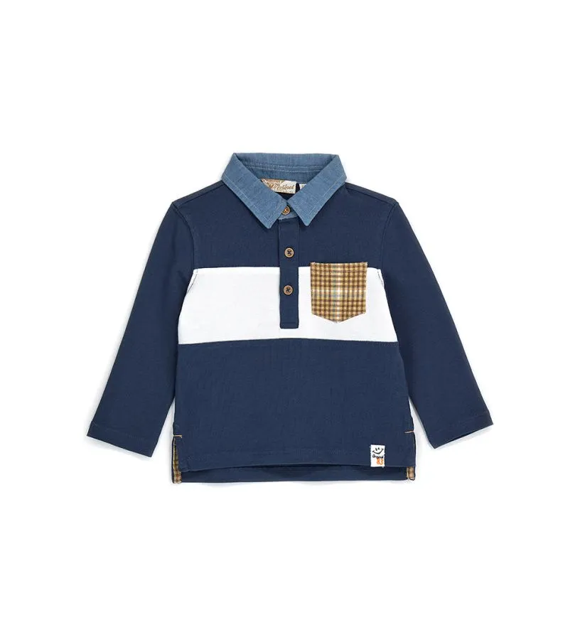 --Polo con collo denim-