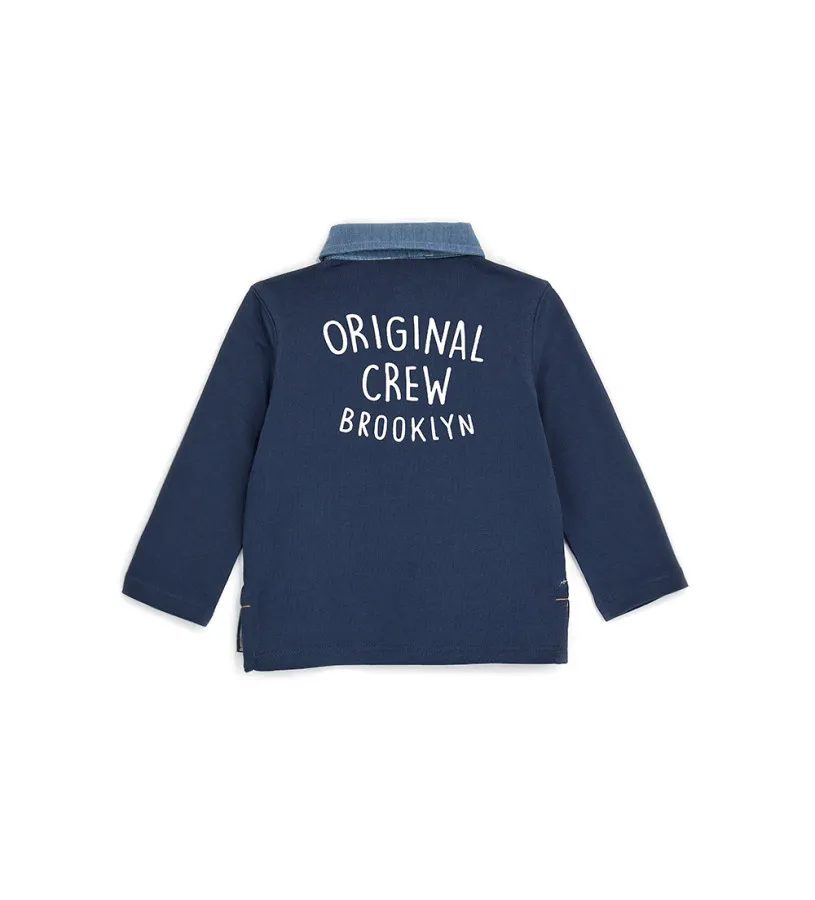 --Polo con collo denim-