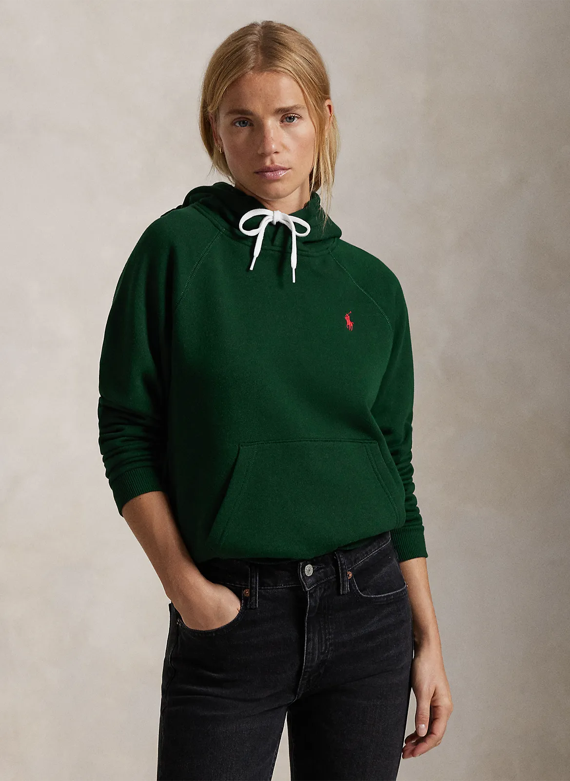  POLO RALPH LAUREN   Felpa dritta con cappuccio in misto cotone | Verde