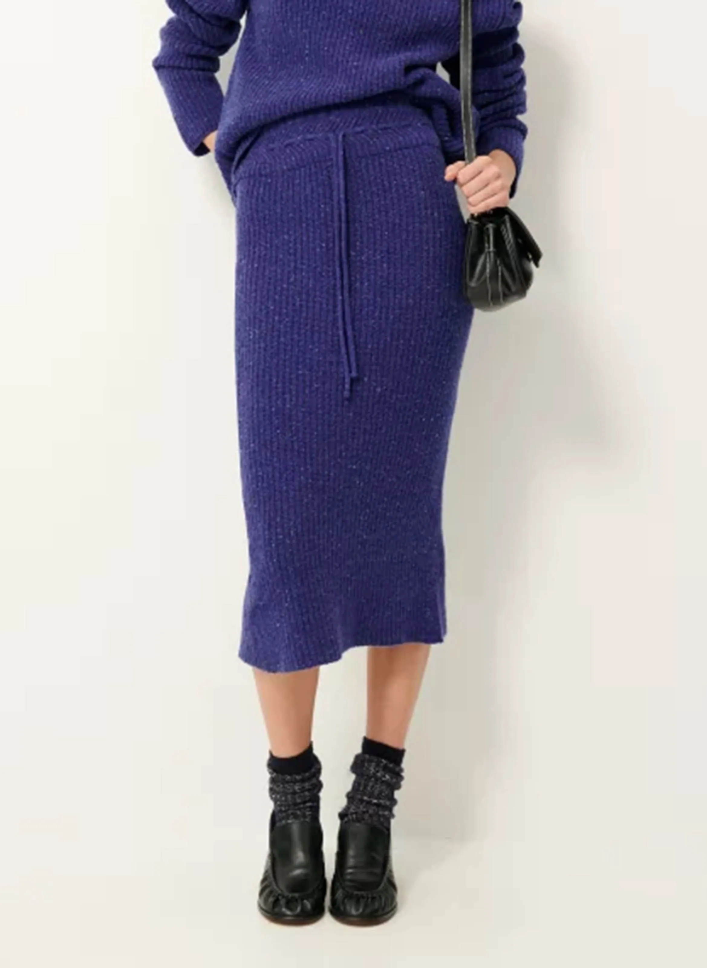  SESSUN   AMA - Gonna longuette in lana mélange | Blu
