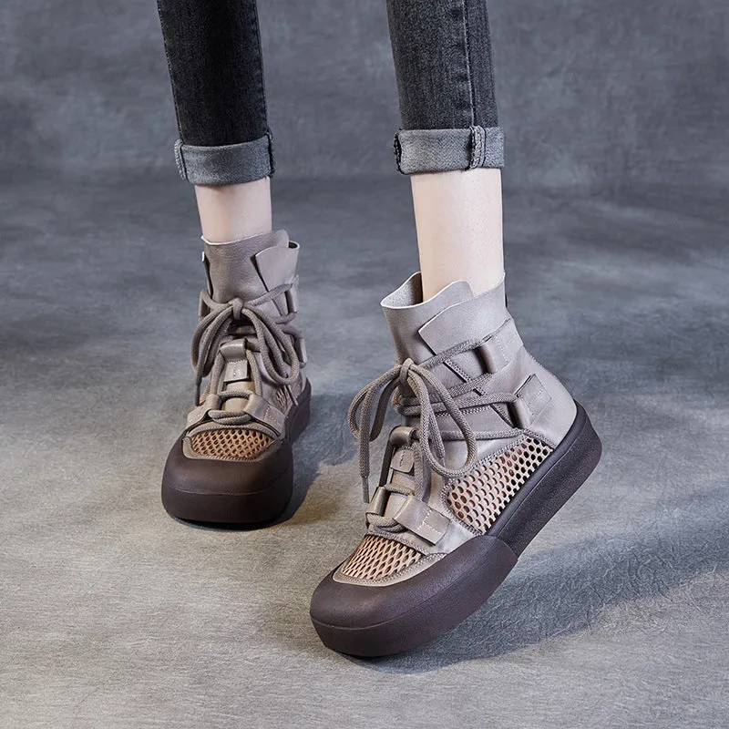 Stivali estivi casual piatti in mesh traspirante da donna