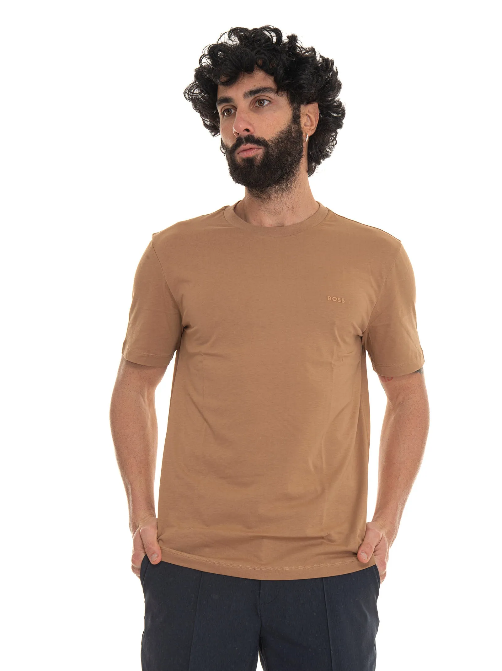 T-shirt girocollo Beige BOSS Uomo