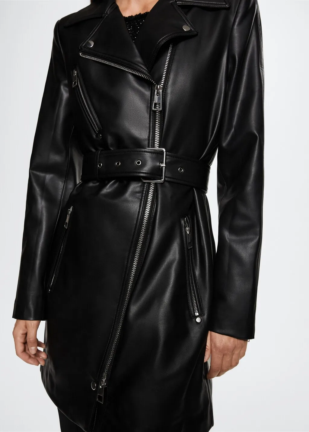 Trench zip similpelle