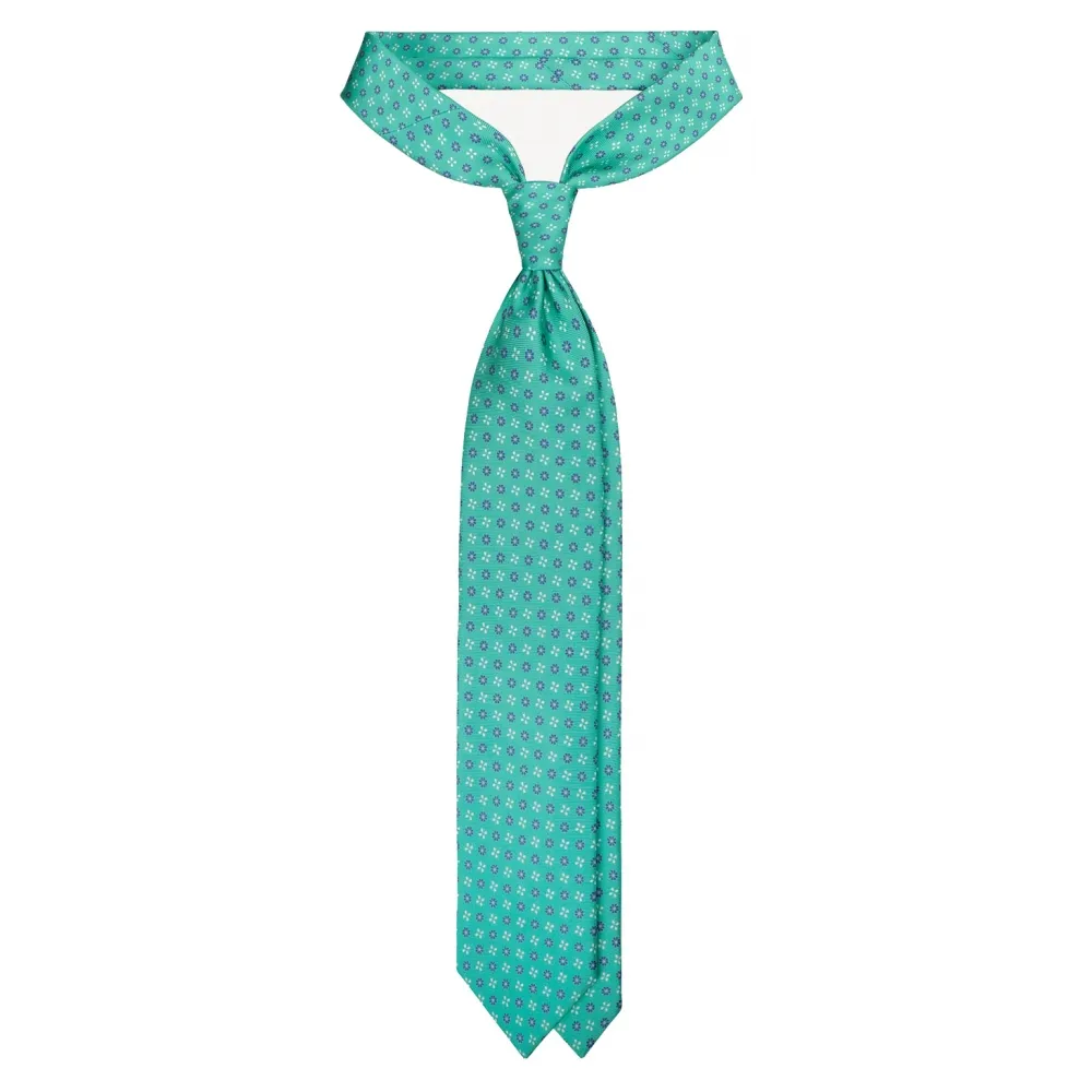 Viola Milano - Cravatta in Seta Italiana con Taglio Floreale Mix - Verde - Handmade in Italy - Luxury Exclusive Collection